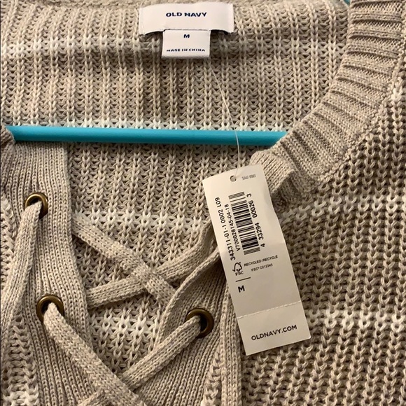 Old Navy Gray Striped Bell Sleeve Sweater, M, BNWT - Picture 3 of 5